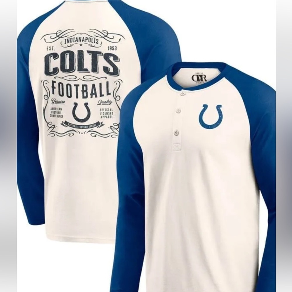 Daruis Rucker Mens NFL Indianapolis‎ Colts Long Sleeve Henley Shirt